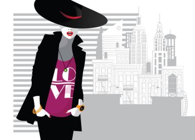 Moda sanatındaki moda kadını. Moda çizimi