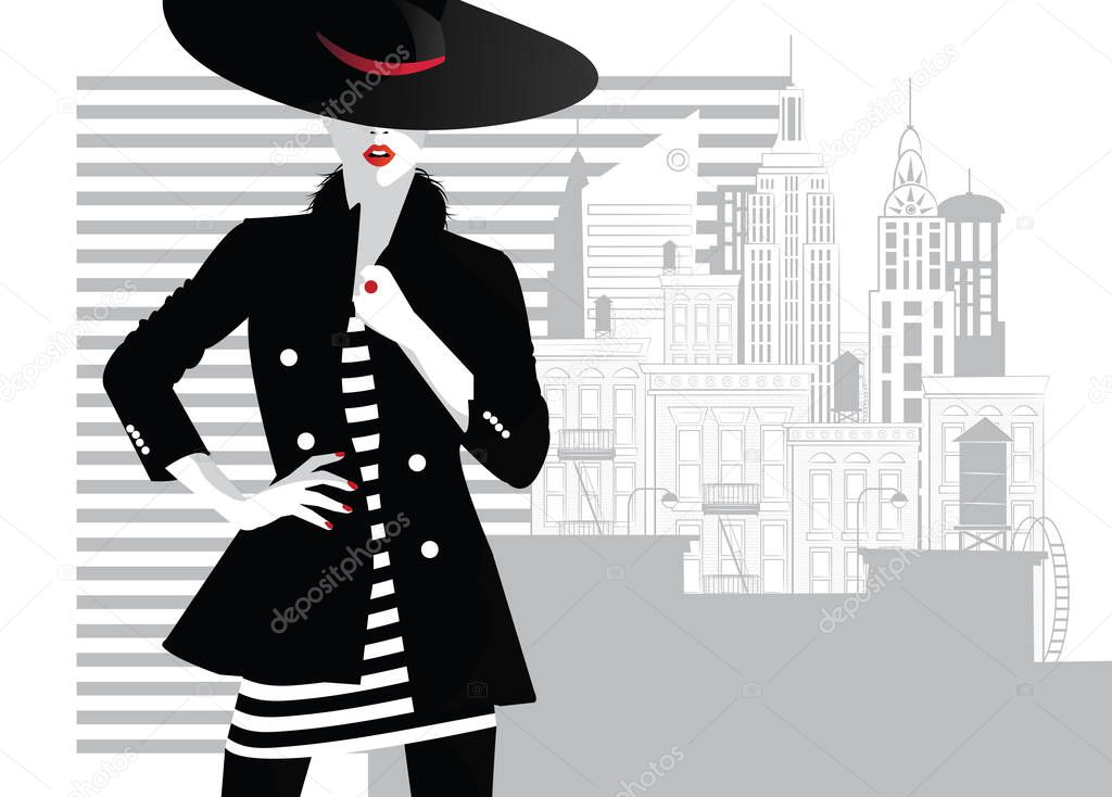Fashion woman in style pop art. Fashion illustration