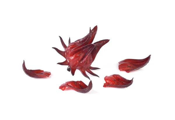 Hibiscus sabdariffa veya roselle meyve üzerinde beyaz kağıt izole