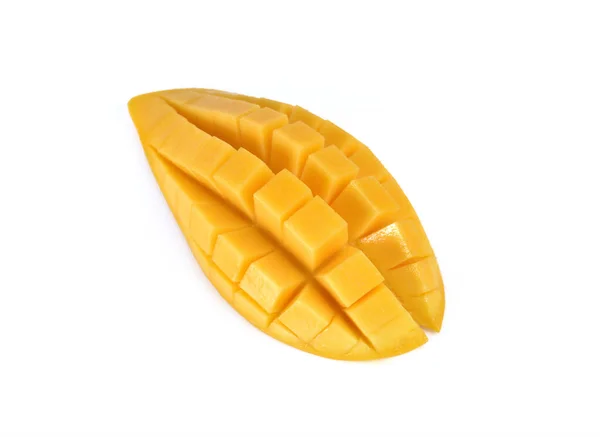 Žluté Mango Izolované Bílém Pozadí Mango Ovoce Džus — Stock fotografie