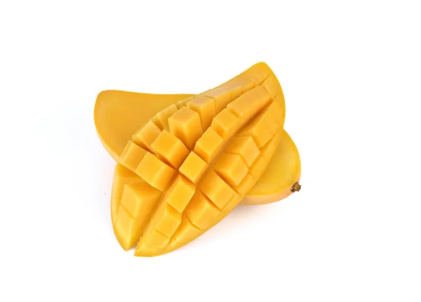 Żółte Mango Izolowane Białym Tle Mango Owoce Sok — Zdjęcie stockowe
