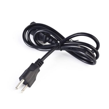 Siyah Güç kablosu tak ve soket üzerinde beyaz izole