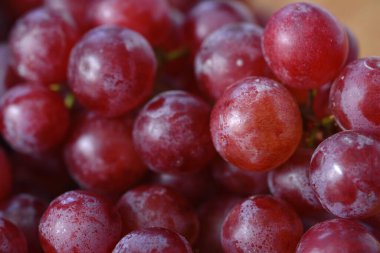 Su damlalı kırmızı üzüm, yakın plan.