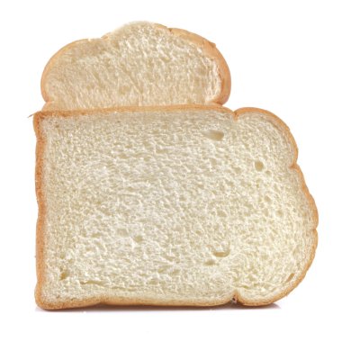 Beyaz arkaplanda bir parça beyaz ekmek