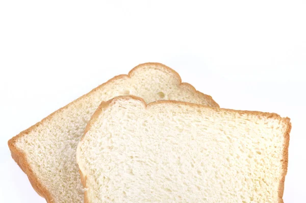 Pedaço Pão Branco Sobre Fundo Branco — Fotografia de Stock