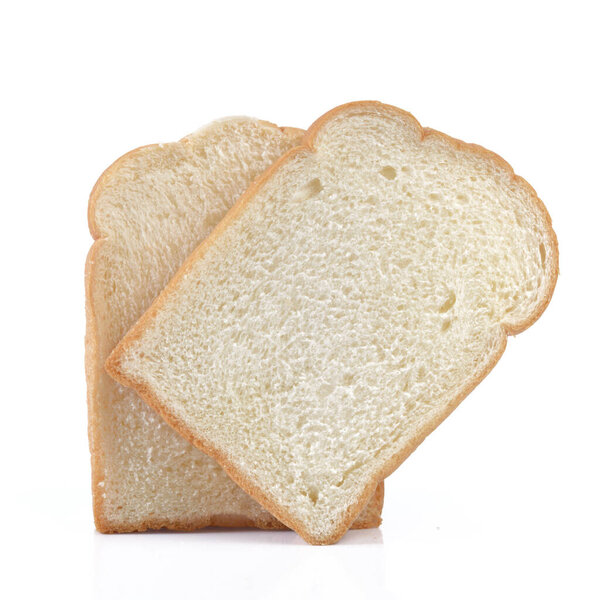 Piece of white bread on white background