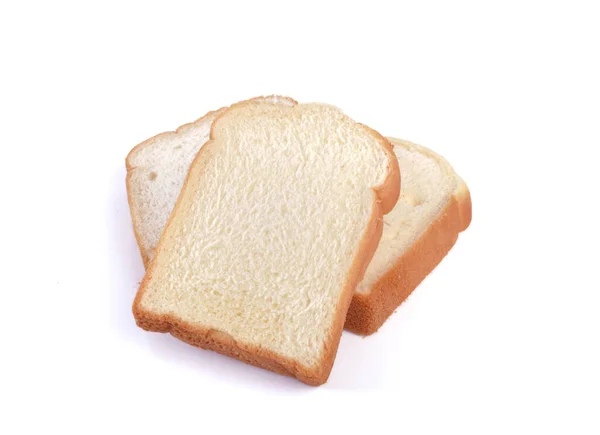 Stuk Wit Brood Witte Achtergrond — Stockfoto