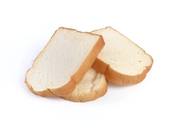 Kousek Bílého Chleba Bílém Pozadí — Stock fotografie