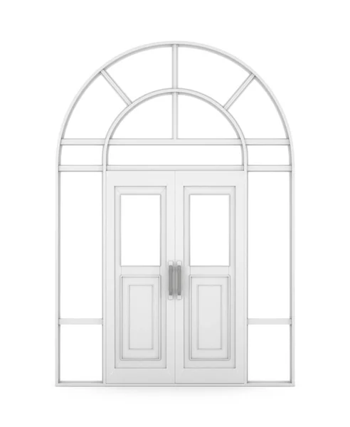 Closed door. White door arch forms. 3D illustration — Stock Photo, Image