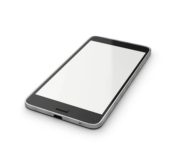 Smartphone color negro con pantalla táctil en blanco aislado en blanco —  Fotos de Stock