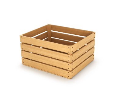 ahşap kutu. 3D çizim