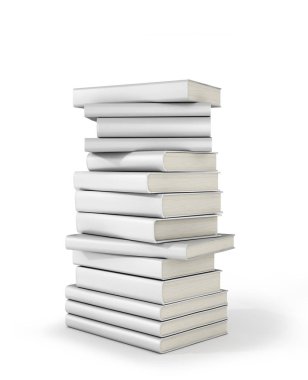 beyaz beyaz arka plan üzerinde izole kitap yığını. 3D illustrati