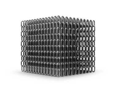 Beyaz arka planda izole edilmiş bir küp zincir. 3d illüstrasyon