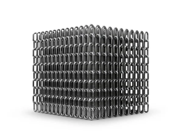 Beyaz arka planda izole edilmiş bir küp zincir. 3d illüstrasyon