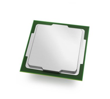 Merkezi bilgisayar işlemcisi beyaza izole edildi. 3d oluşturma