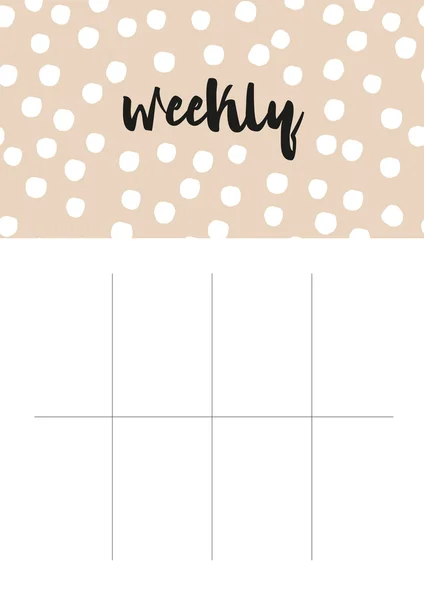 Lineated weekly planner blank page — Stock Vector