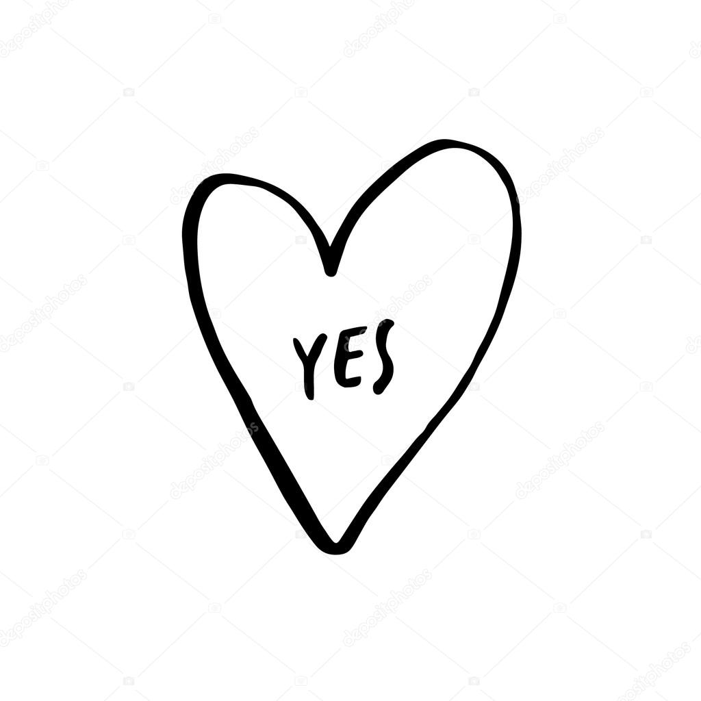 yes word inside heart icon