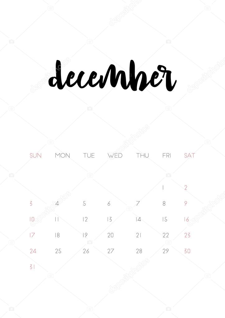 december 2017 calendar page