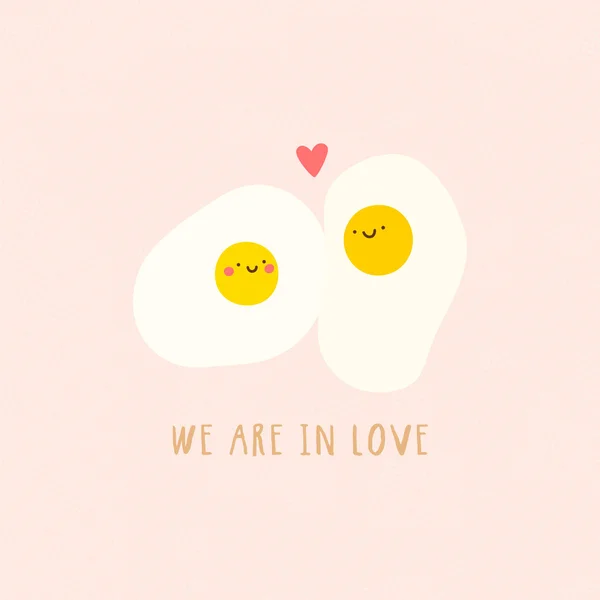 Estamos enamorados ilustración con huevos de dibujos animados . — Vector de stock