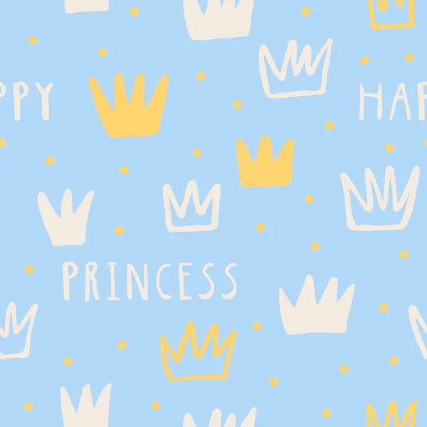 Happy Princess vecteur motif sans couture — Image vectorielle