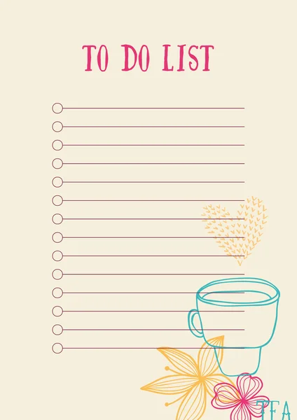 Beautiful To Do List — Stock Vector