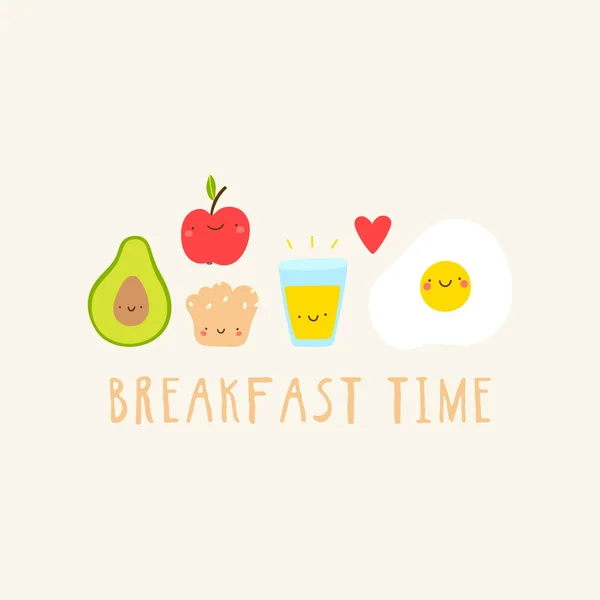 Tiempo de desayuno super linda ilustración — Archivo Imágenes Vectoriales