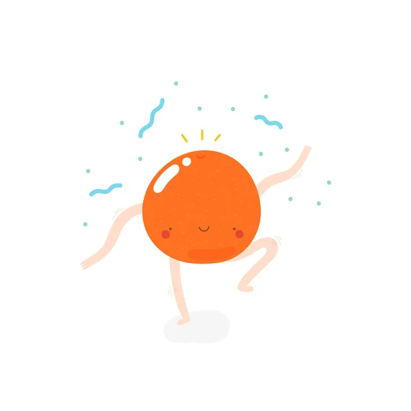 Ілюстрація з танцюючим апельсином . — стоковий вектор