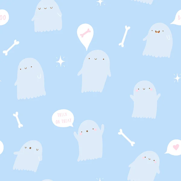 Patrón de fantasmas en estilo de dibujos animados — Vector de stock