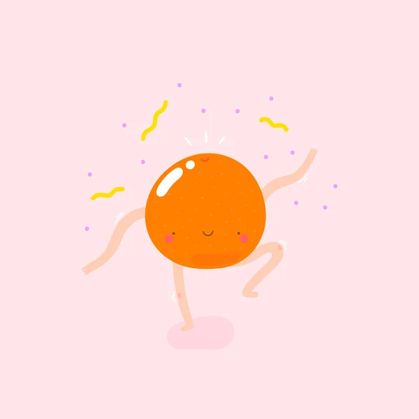 Niedliche Illustration mit tanzender Orange — Stockvektor