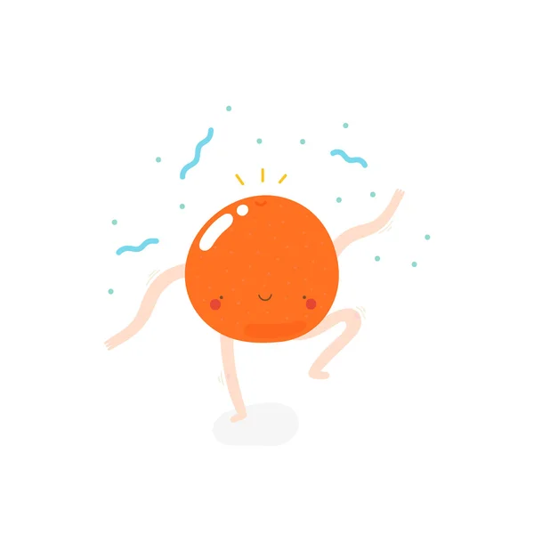 Ilustrasi lucu dengan Dancing Orange - Stok Vektor