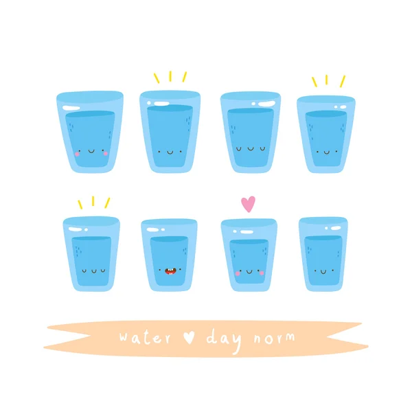 Ποτήρια νερού - ημέρα κανόνας. — Διανυσματικό Αρχείο