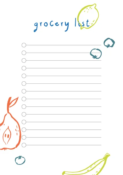 Simple and beautiful Grocery List — Stock Illustration Simple and beautiful Grocery List Royalty Free Stock Vectors