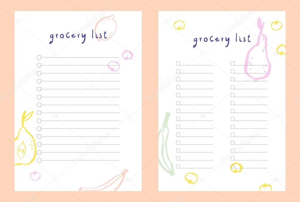 Grocery List  template