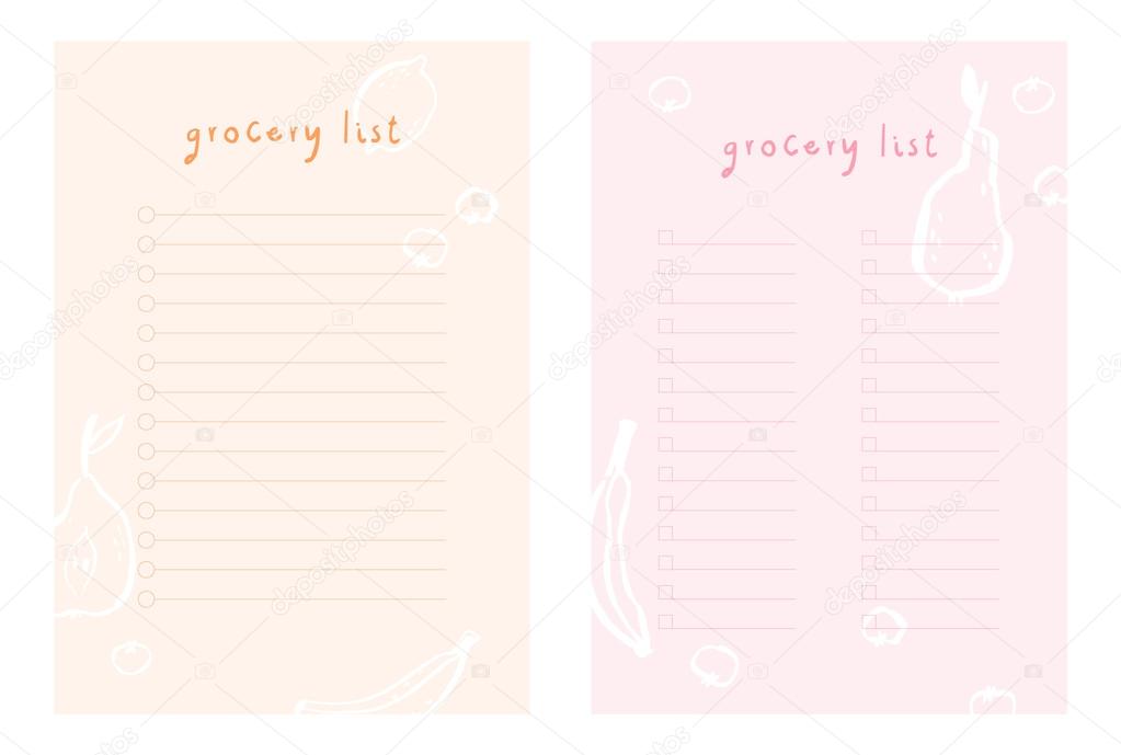 grocery list template stock vector iliveinoctober 128327232