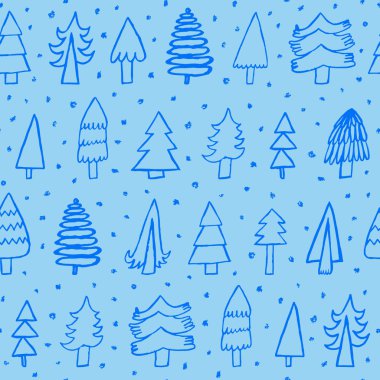 Çam ağaçları ve kar taneleri