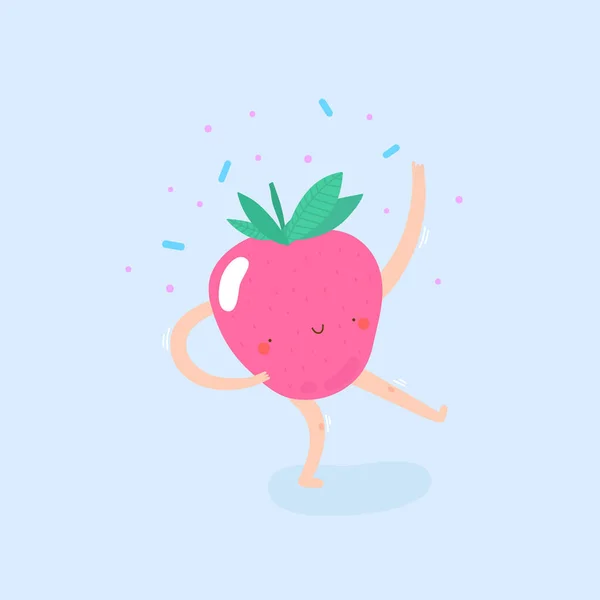 Dancing strawberry fruit — Stock Vector