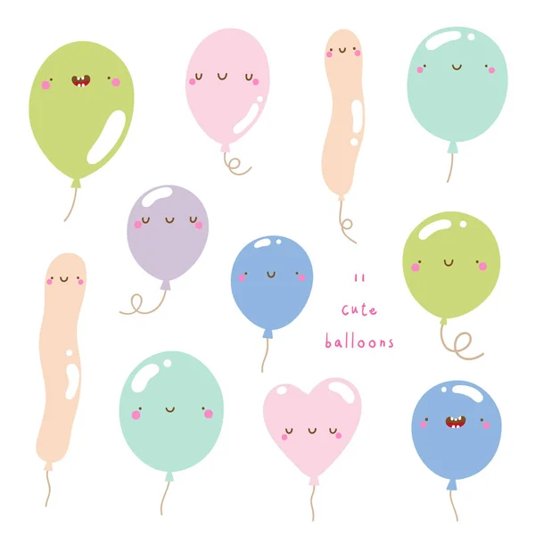 Zestaw balonów w żywych kolorach — Wektor stockowy