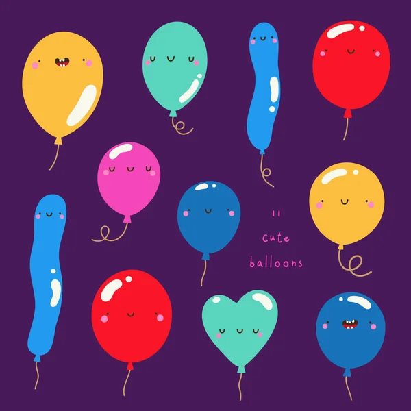 Набір повітряних кульок в яскравих кольорах — стоковий вектор