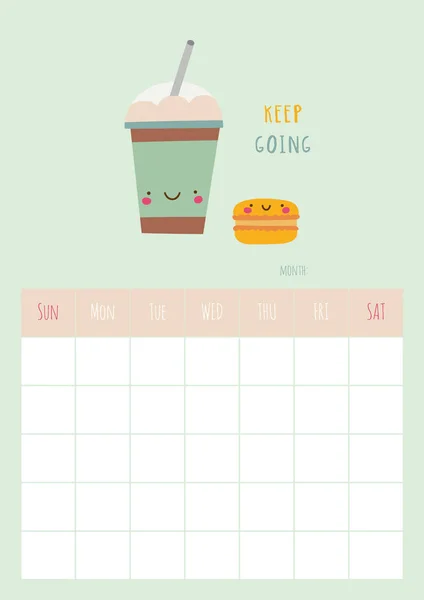 Календарь на месяц с печеньем — стоковый вектор