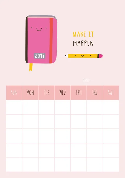 Calendar for month with notepad — Stock Vector