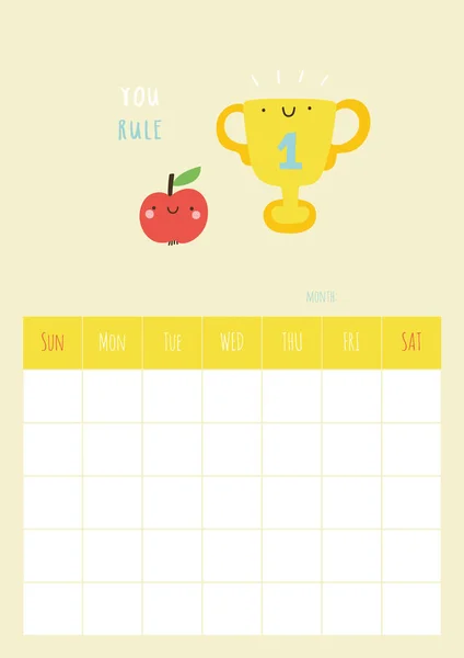 Calendar for month with apple — Stock Vector