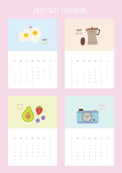 Calendar for four months — Stock Vector