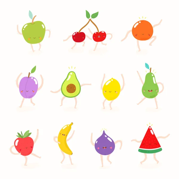 Conjunto de frutas doces coloridas — Vetor de Stock