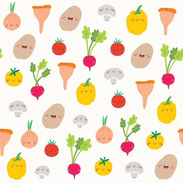 Verduras en estilo de dibujos animados — Vector de stock