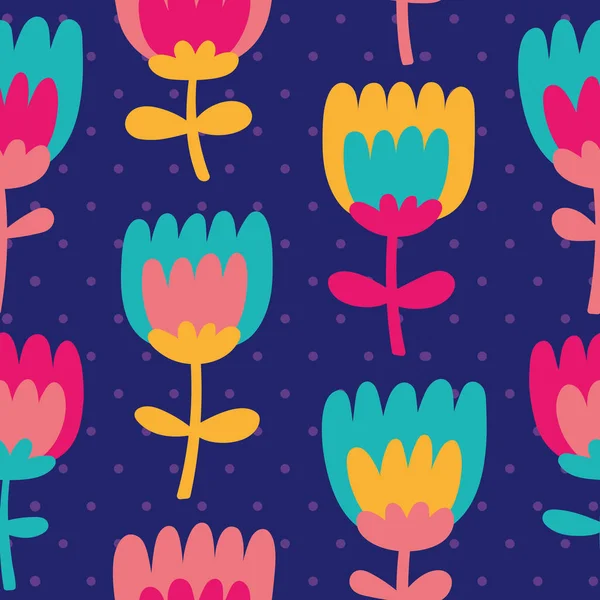 Simple et amusant motif floral — Image vectorielle