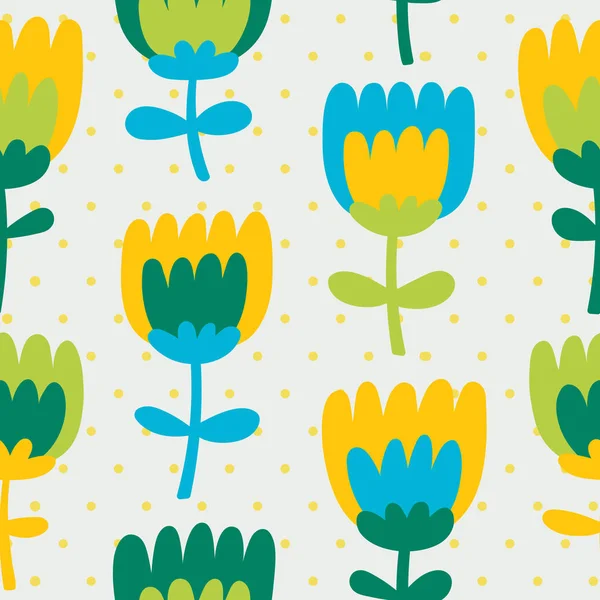 シンプルで楽しい花柄 — ストックベクタ
