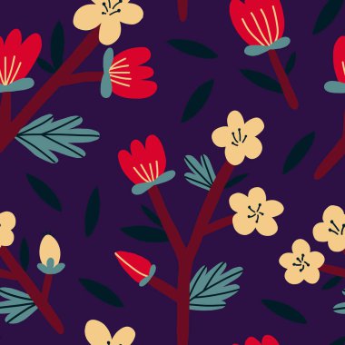 Çiçekli dallar ile güzel çiçek doku. 