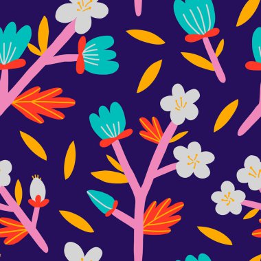 Çiçekli dallar ile güzel çiçek doku. 