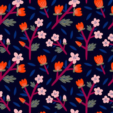 Çiçekli dallar ile güzel çiçek doku. 