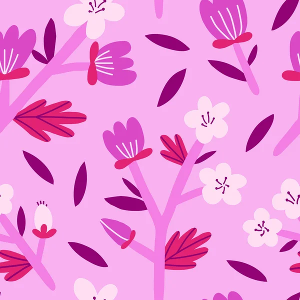 Schöne florale Textur mit blühenden Zweigen. — Stockvektor